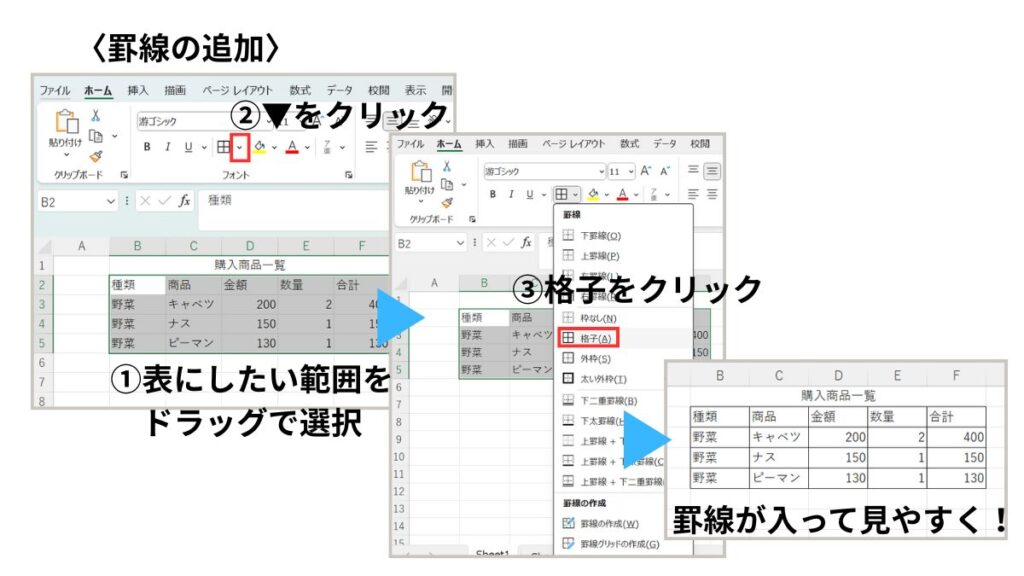罫線追加の説明