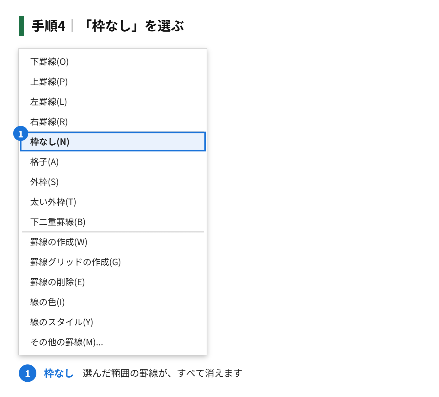 手順4:「枠なし」を選ぶ