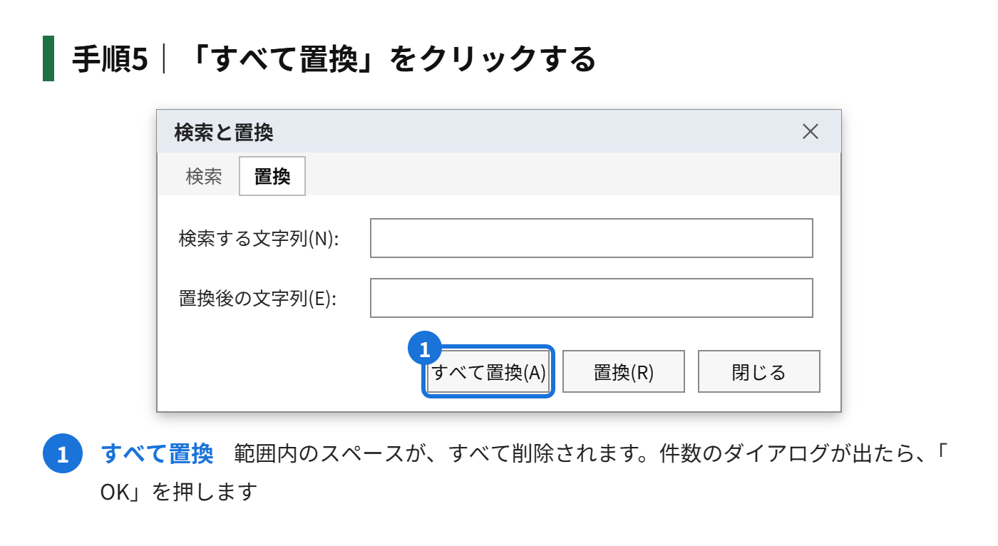 手順5：「すべて置換」をクリックする