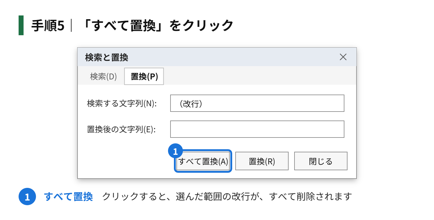 手順5：「すべて置換」をクリックする