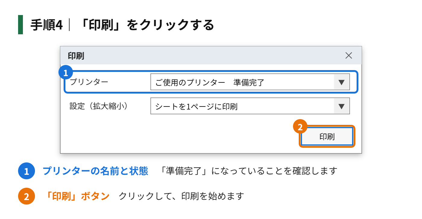 手順4：「印刷」をクリックする