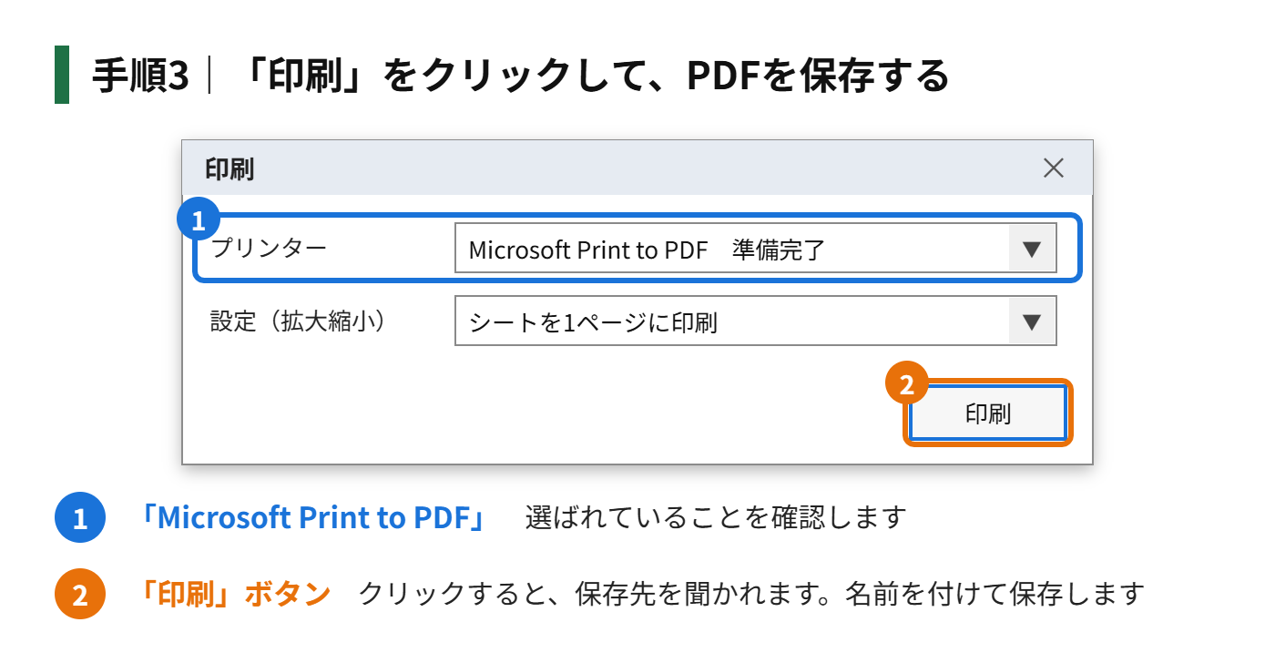 手順3：「印刷」をクリックして、PDFを保存する